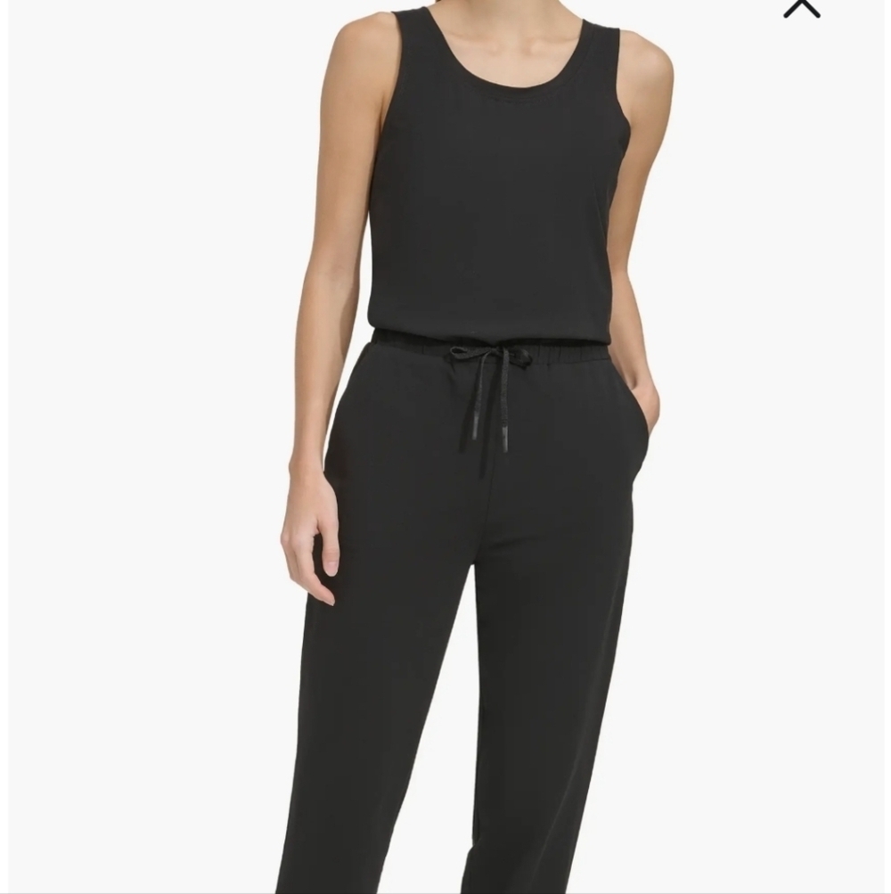 Andrew Marc Stretch Cotton Navy Jumpsuit L